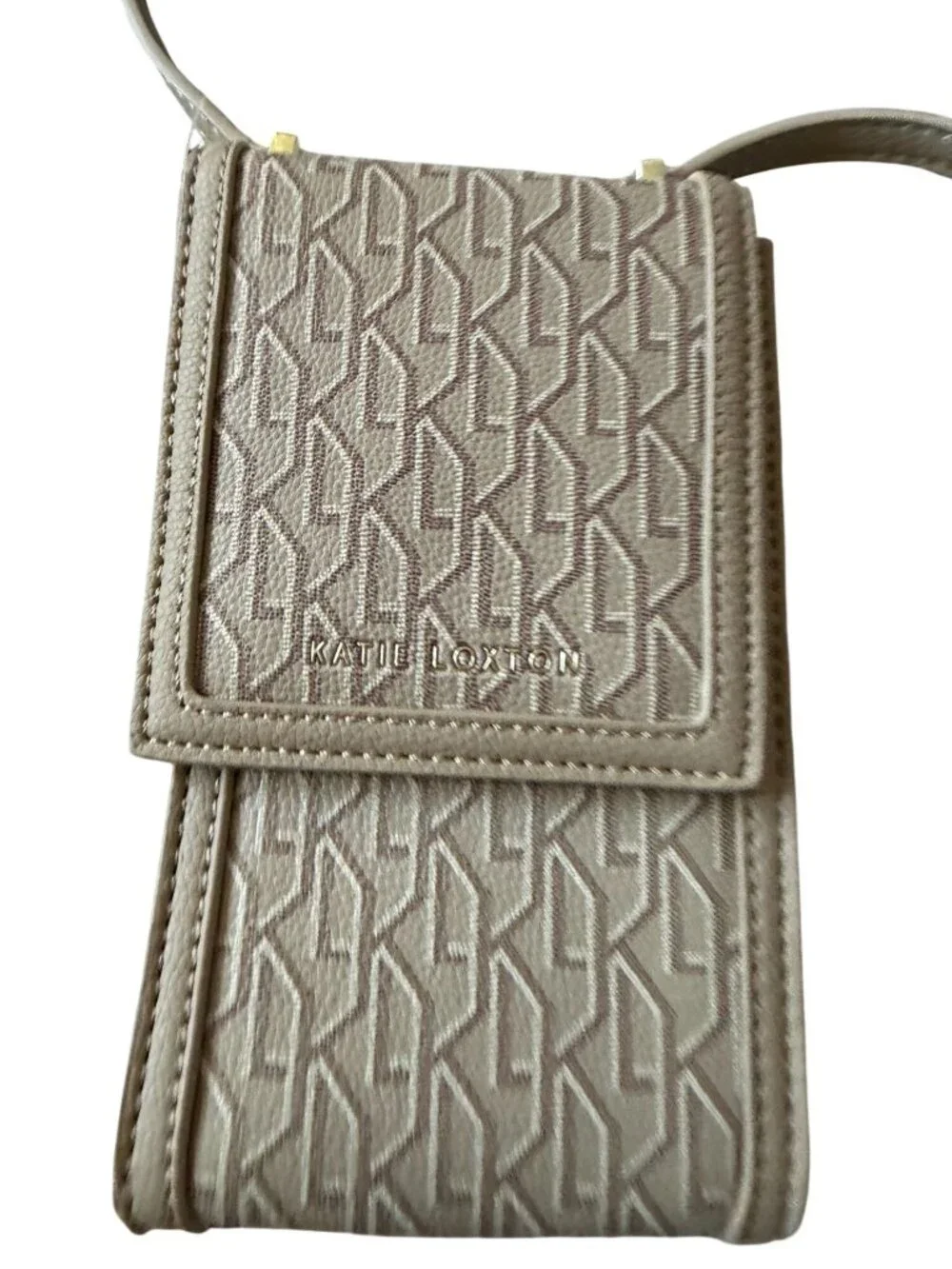 KATIE LOXTON Beige Logo Phone Crossbody Bag